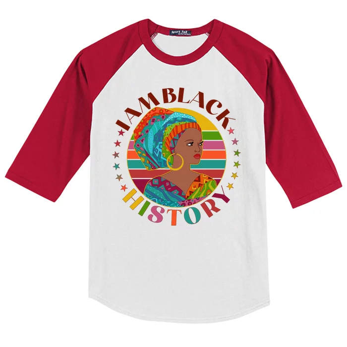 Colorful I Am Black History Kids Colorblock Raglan Jersey