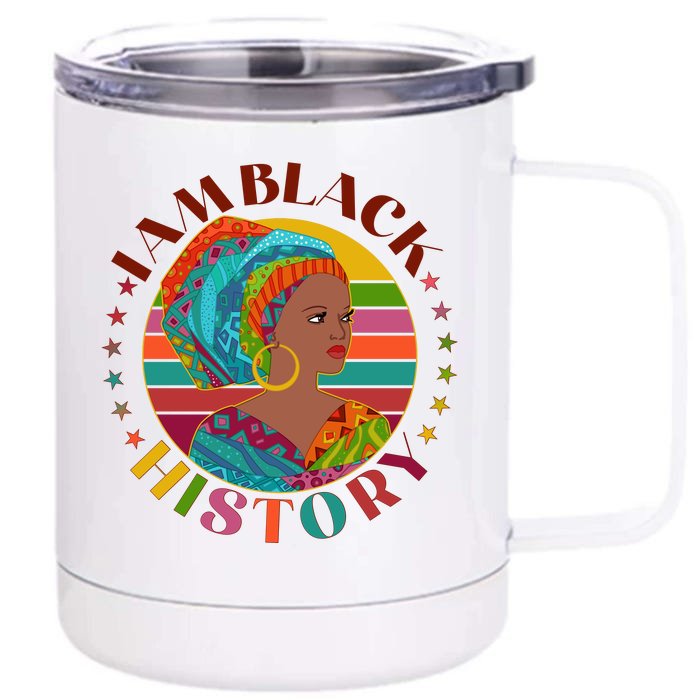 Colorful I Am Black History Front & Back 12oz Stainless Steel Tumbler Cup