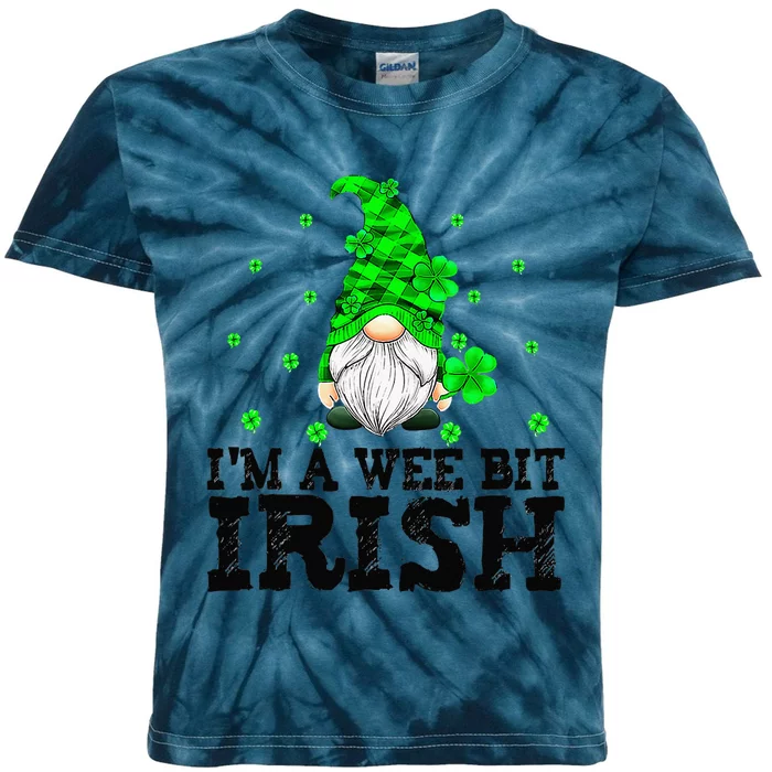 Cute I'm A Wee Bit Irish Shamrock Gnome St Patrick's Day Kids Tie-Dye T-Shirt