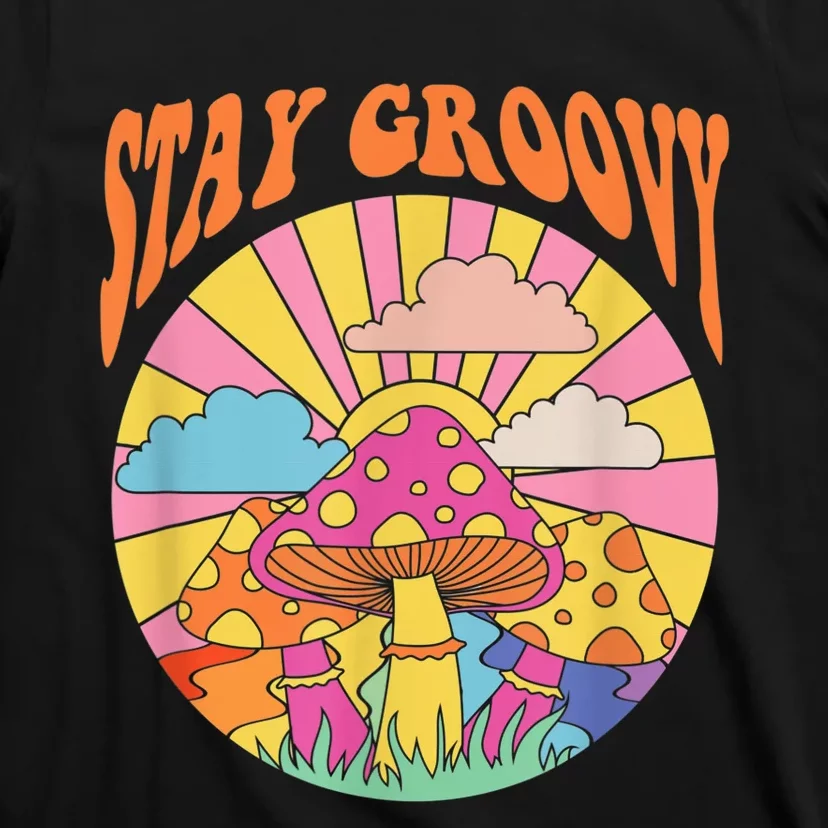 Cute Indie Aesthetic Mushroom Stay Groovy Retro 70s Hippie T-Shirt