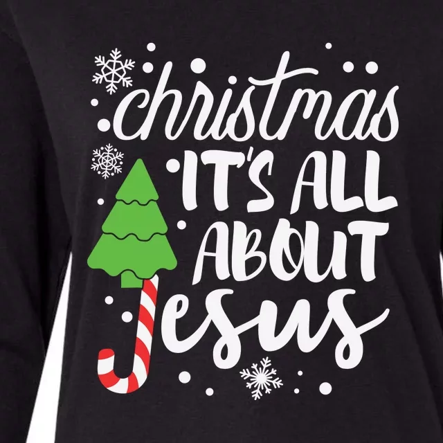 Christmas It's All About Jesus Christmas Tree Gift Womens Cotton Relaxed Long Sleeve T-Shirt