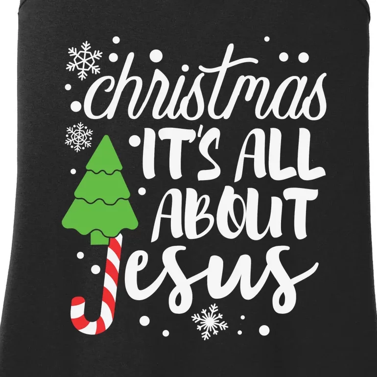 Christmas It's All About Jesus Christmas Tree Gift Ladies Essential Tank