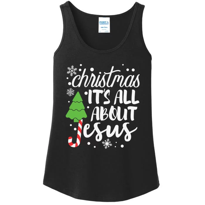 Christmas It's All About Jesus Christmas Tree Gift Ladies Essential Tank