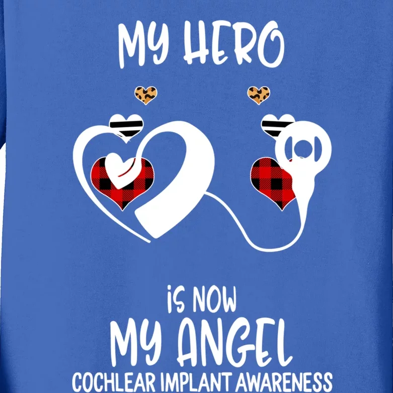 Cochlear Implant Awareness Remembrance Hero Is Now My Angel Gift Kids Long Sleeve Shirt