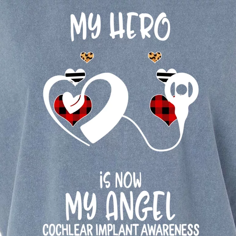 Cochlear Implant Awareness Remembrance Hero Is Now My Angel Gift Garment-Dyed Women's Muscle Tee