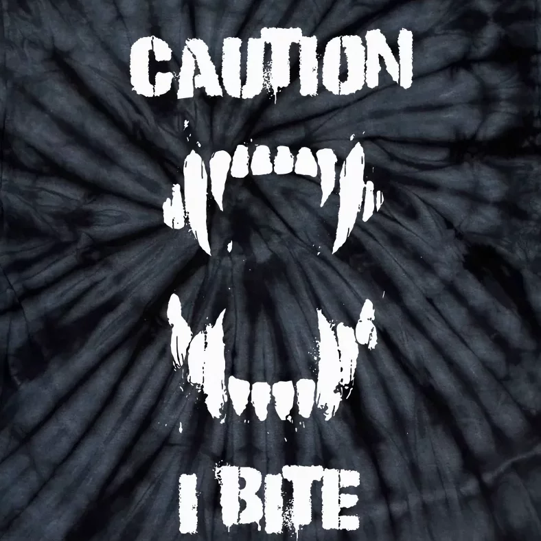 Caution I Bite Vampire Werewolf Halloween Tie-Dye T-Shirt