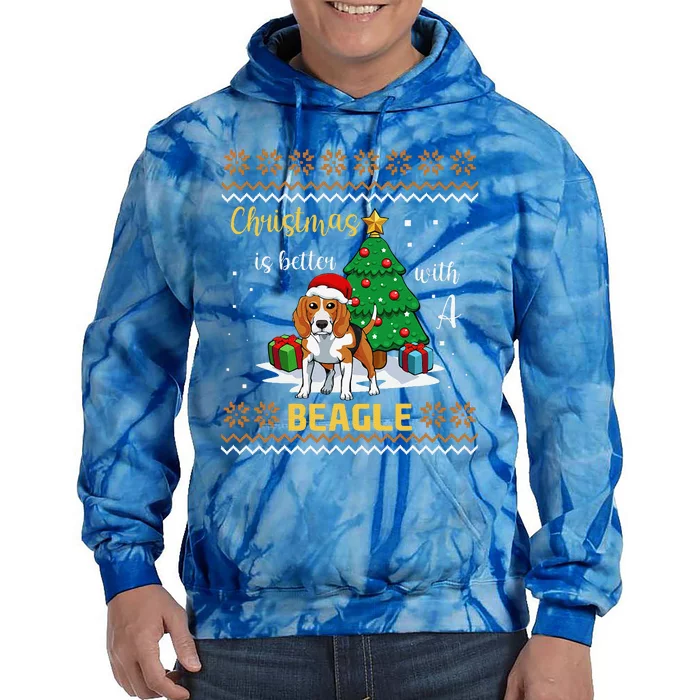 Christmas Is Better With A Beagle Pajama Dog Puppy XMas Tie Dye Hoodie