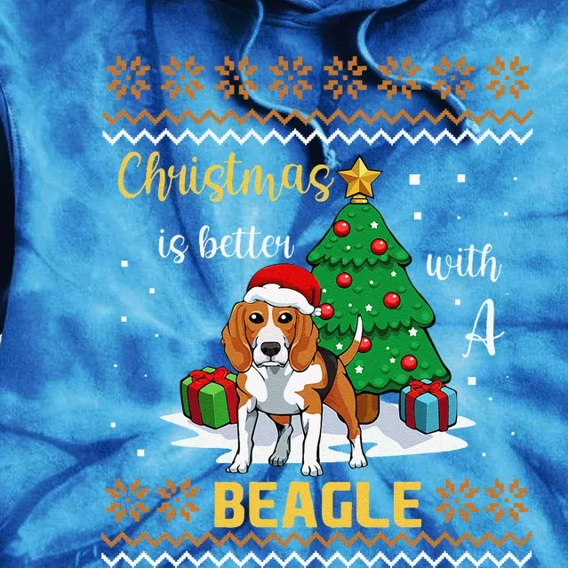 Christmas Is Better With A Beagle Pajama Dog Puppy XMas Tie Dye Hoodie