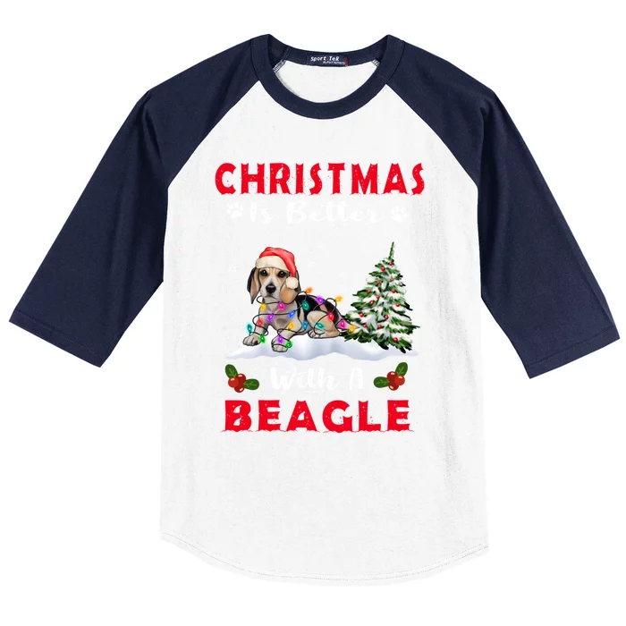 Christmas Is Better With A Beagle Dog Xmas Puppy Lover Cute Gift Baseball Sleeve Shirt