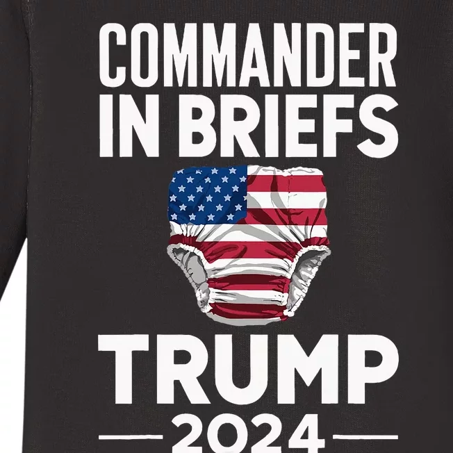 Commander In Briefs Trump 2024 Baby Long Sleeve Bodysuit