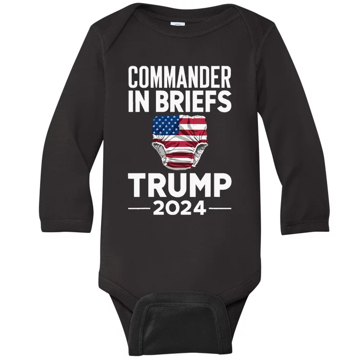 Commander In Briefs Trump 2024 Baby Long Sleeve Bodysuit