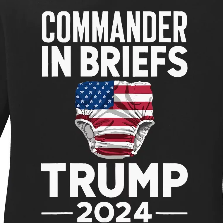 Commander In Briefs Trump 2024 Ladies Long Sleeve Shirt