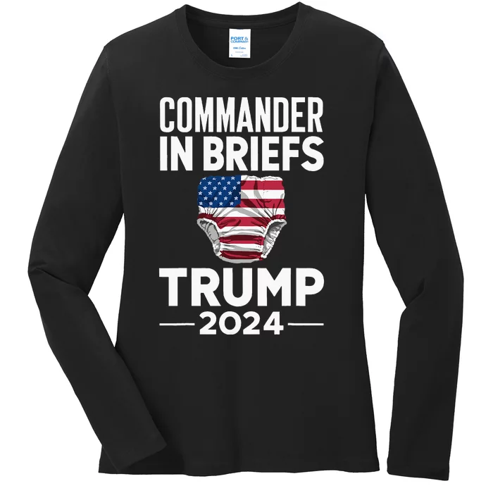 Commander In Briefs Trump 2024 Ladies Long Sleeve Shirt