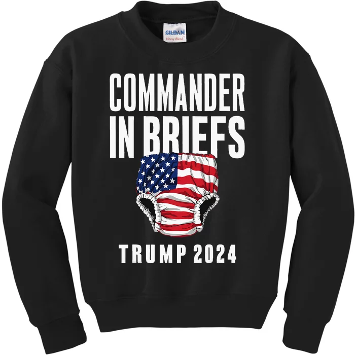 Commander In Briefs Trump 2024 Kids Sweatshirt