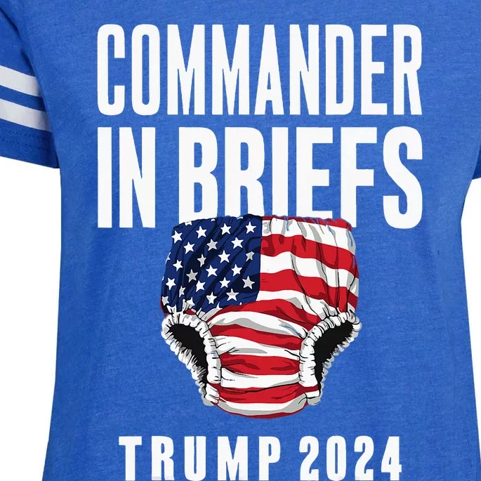 Commander In Briefs Trump 2024 Enza Ladies Jersey Football T-Shirt