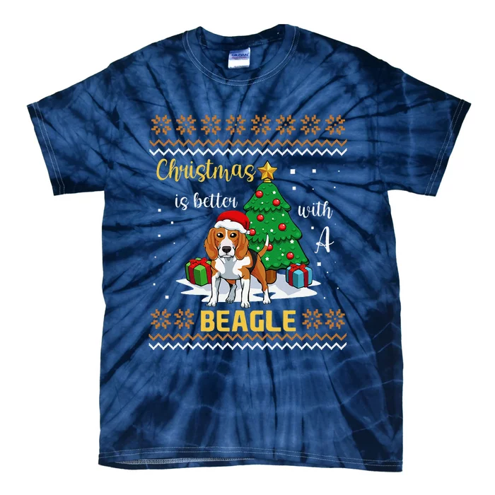 Christmas Is Better With A Beagle Pajama Dog Puppy XMas Tie-Dye T-Shirt