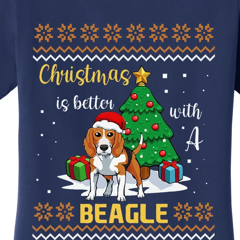 Christmas Is Better With A Beagle Pajama Dog Puppy XMas Women's T-Shirt