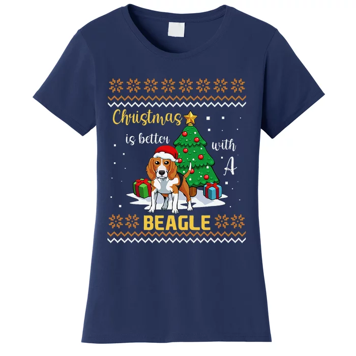 Christmas Is Better With A Beagle Pajama Dog Puppy XMas Women's T-Shirt