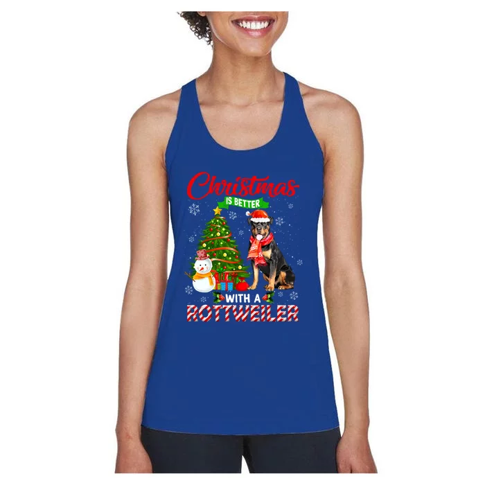 Christmas Is Better With A Rottweiler Santa Christmas Light Meaningful Gift Women's Racerback Tank