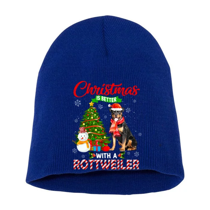 Christmas Is Better With A Rottweiler Santa Christmas Light Meaningful Gift Short Acrylic Beanie