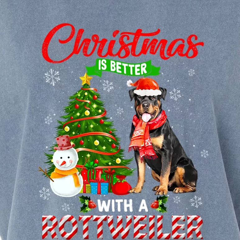 Christmas Is Better With A Rottweiler Santa Christmas Light Meaningful Gift Garment-Dyed Women's Muscle Tee