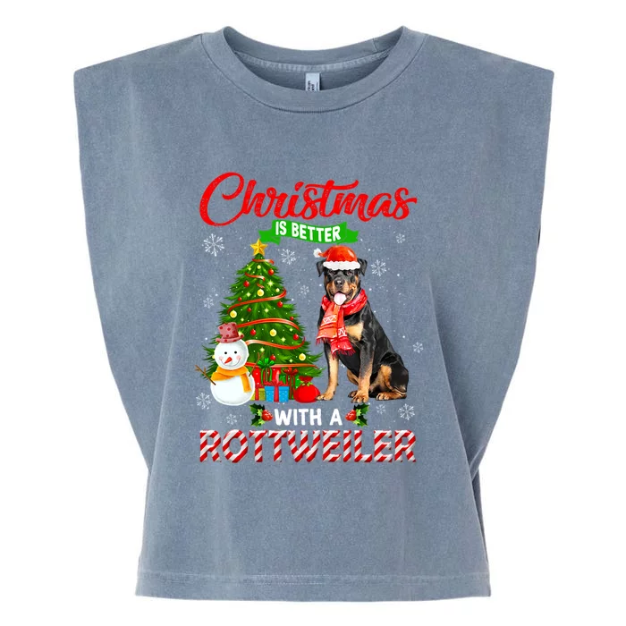 Christmas Is Better With A Rottweiler Santa Christmas Light Meaningful Gift Garment-Dyed Women's Muscle Tee