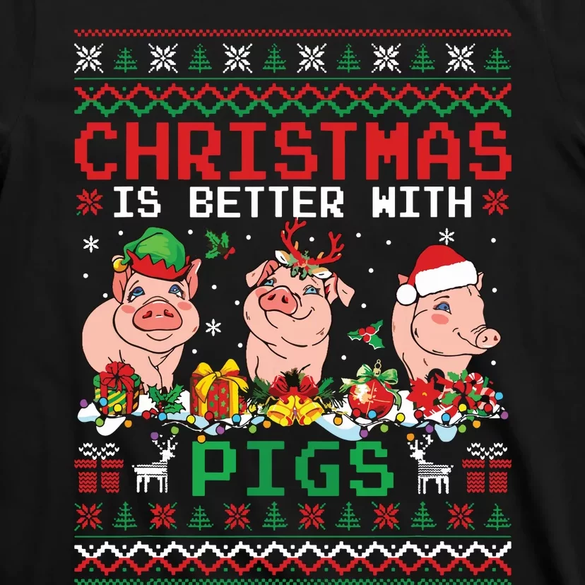 Christmas Is Better With Pigs Santa Elf Pigs Farmer T-Shirt