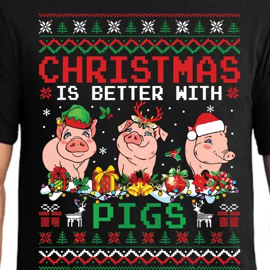 Christmas Is Better With Pigs Santa Elf Pigs Farmer Pajama Set