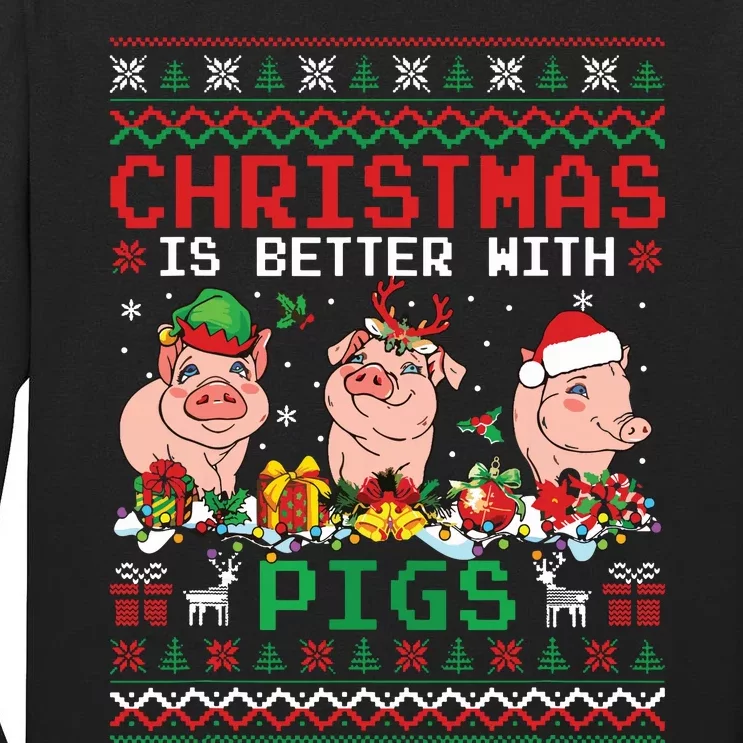 Christmas Is Better With Pigs Santa Elf Pigs Farmer Tall Long Sleeve T-Shirt