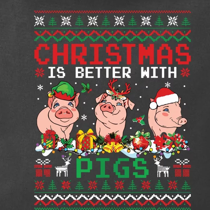 Christmas Is Better With Pigs Santa Elf Pigs Farmer Zip Tote Bag