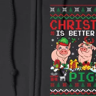 Christmas Is Better With Pigs Santa Elf Pigs Farmer Full Zip Hoodie