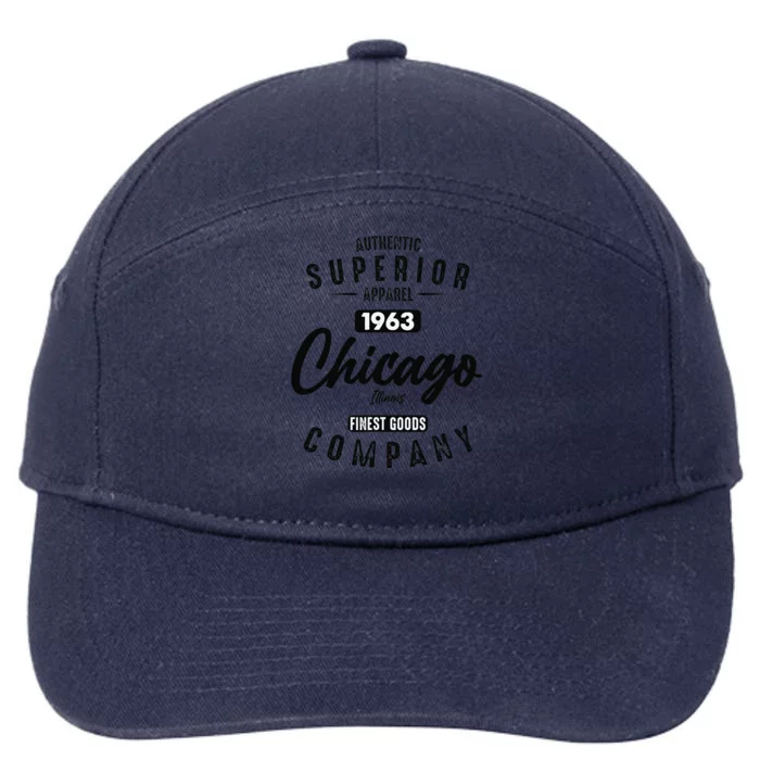 Chicago Illinois Born In 1963 Authentic Vintage Birthday 7-Panel Snapback Hat