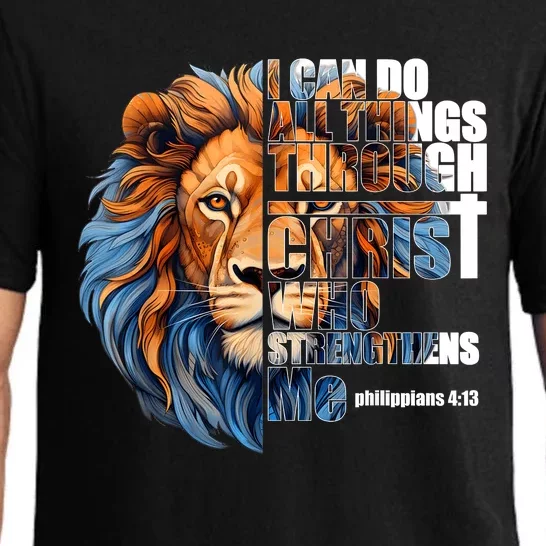 Christian I Can Do All Things Through Christ Lion Faith Pajama Set