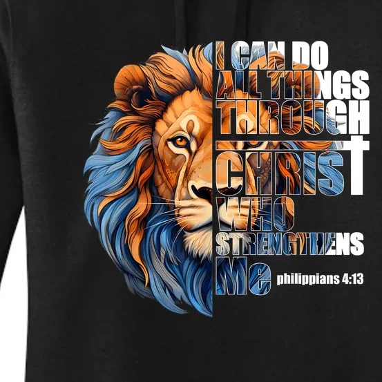 Christian I Can Do All Things Through Christ Lion Faith Women's Pullover Hoodie