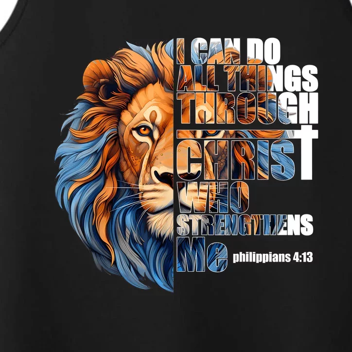 Christian I Can Do All Things Through Christ Lion Faith Performance Tank