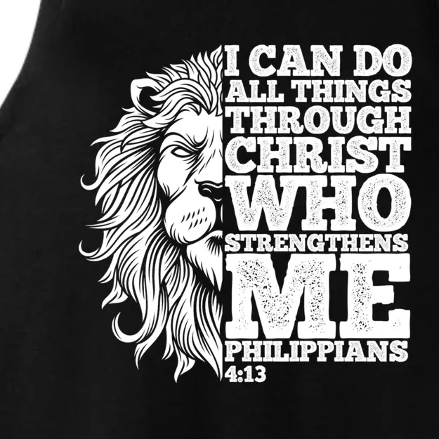 Christian I Can Do All Things Through Christ Lion Faith Gift Ladies Tri-Blend Wicking Tank