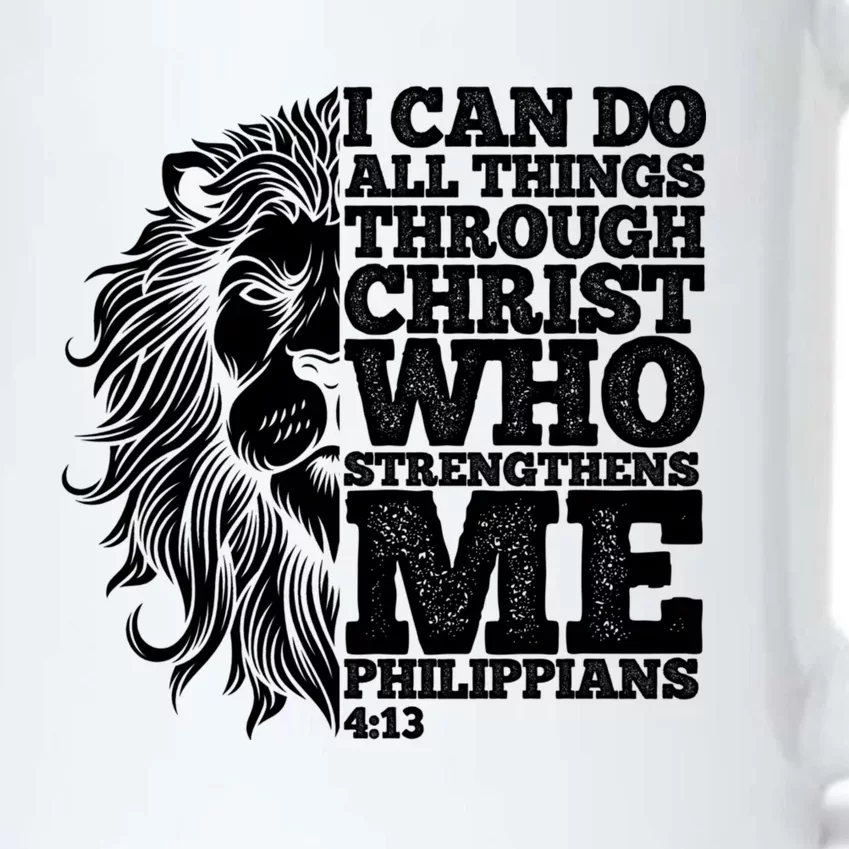 Christian I Can Do All Things Through Christ Lion Faith Gift Black Color Changing Mug