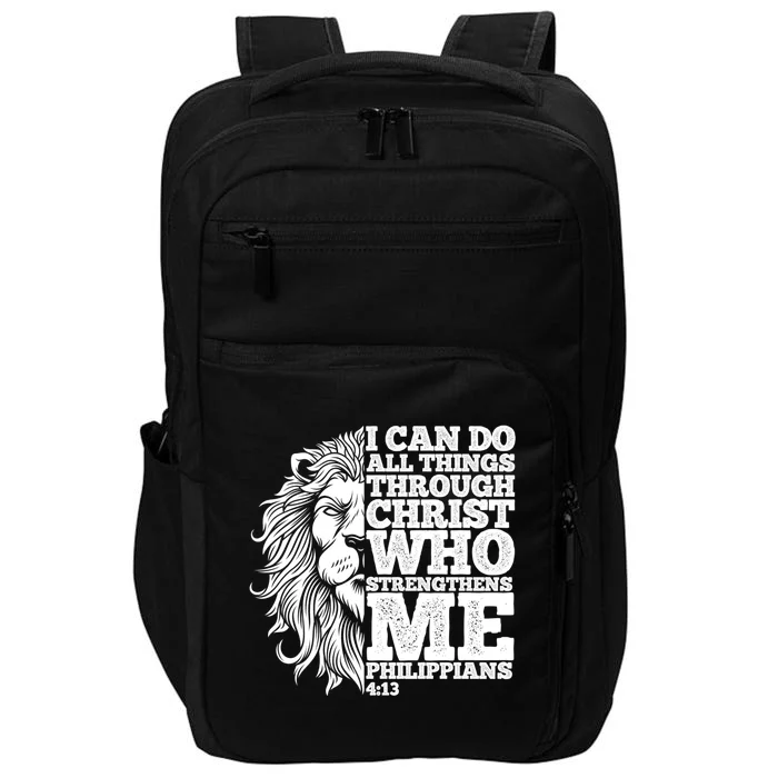 Christian I Can Do All Things Through Christ Lion Faith Gift Impact Tech Backpack