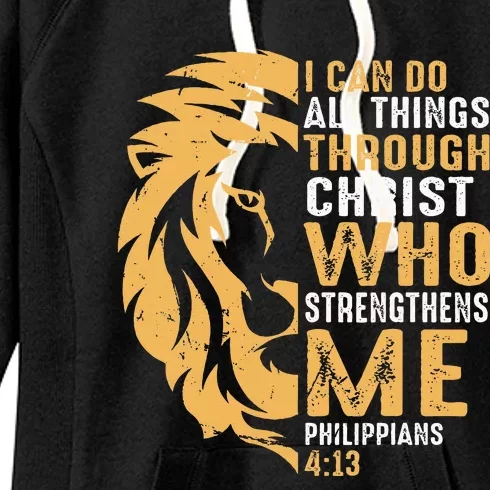 Christian I Can Do All Things Through Christ Lion Faith Women's Fleece Hoodie