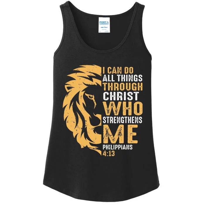 Christian I Can Do All Things Through Christ Lion Faith Ladies Essential Tank