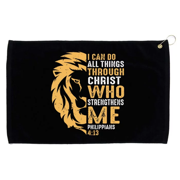 Christian I Can Do All Things Through Christ Lion Faith Grommeted Golf Towel