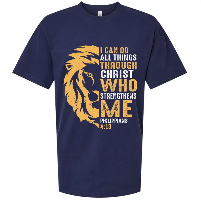 Christian I Can Do All Things Through Christ Lion Faith Sueded Cloud Jersey T-Shirt