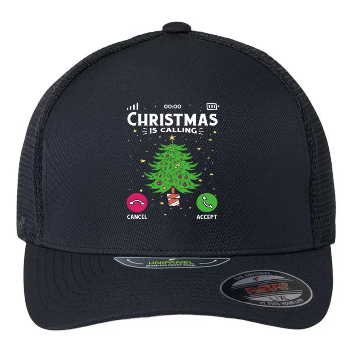 Christmas Is Calling Funny Flexfit Unipanel Trucker Cap