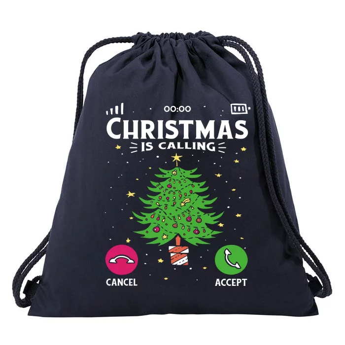 Christmas Is Calling Funny Drawstring Bag