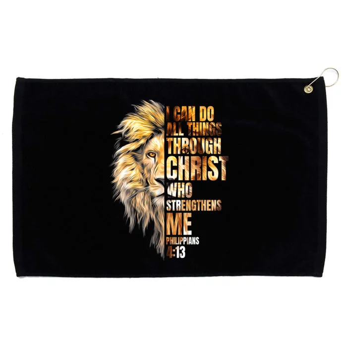 Christian I Can Do All Things Through Christ Lion Faith Grommeted Golf Towel