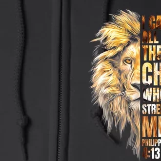 Christian I Can Do All Things Through Christ Lion Faith Full Zip Hoodie