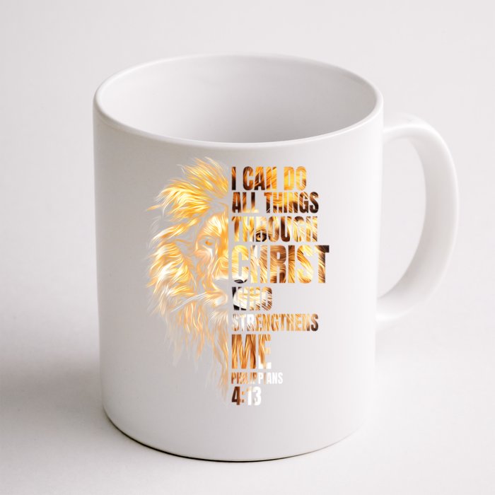 Christian I Can Do All Things Through Christ Lion Faith Front & Back Coffee Mug