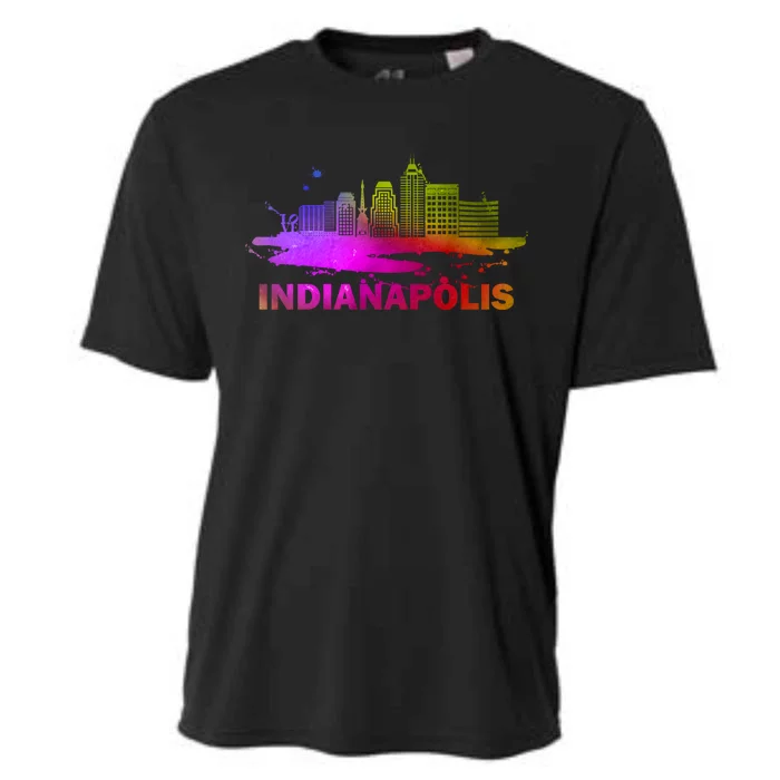 Colorful Indianapolis Cityscape Souvenir Gift Indianapolis Gift Cooling Performance Crew T-Shirt