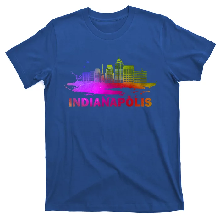 Colorful Indianapolis Cityscape Souvenir Gift Indianapolis Gift T-Shirt