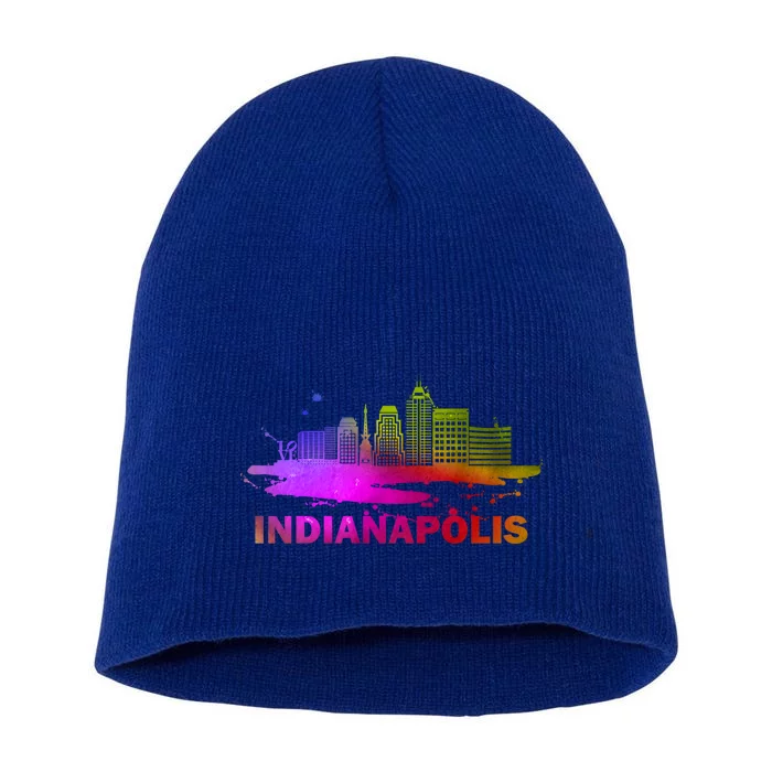 Colorful Indianapolis Cityscape Souvenir Gift Indianapolis Gift Short Acrylic Beanie